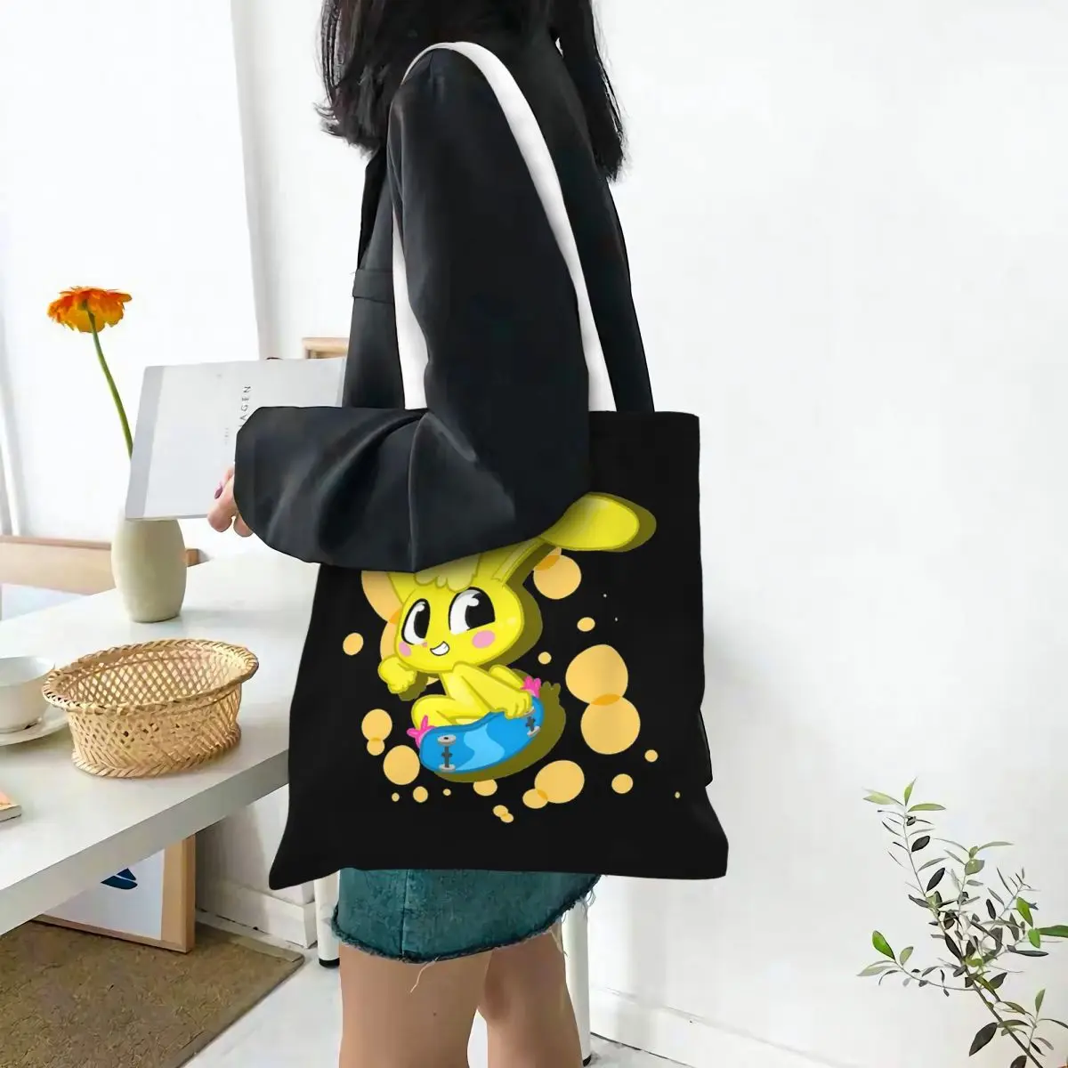 Cuddles Happy Tree Friends Shopping Bags Canvas The Tote Bag Folding for Women Shoulder Tote Travel Handbag
