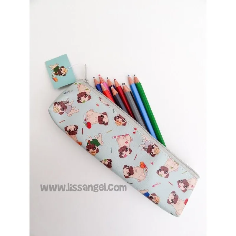 Pencil Case with Kawaii Pug Dogs Design | Lovely Stationery