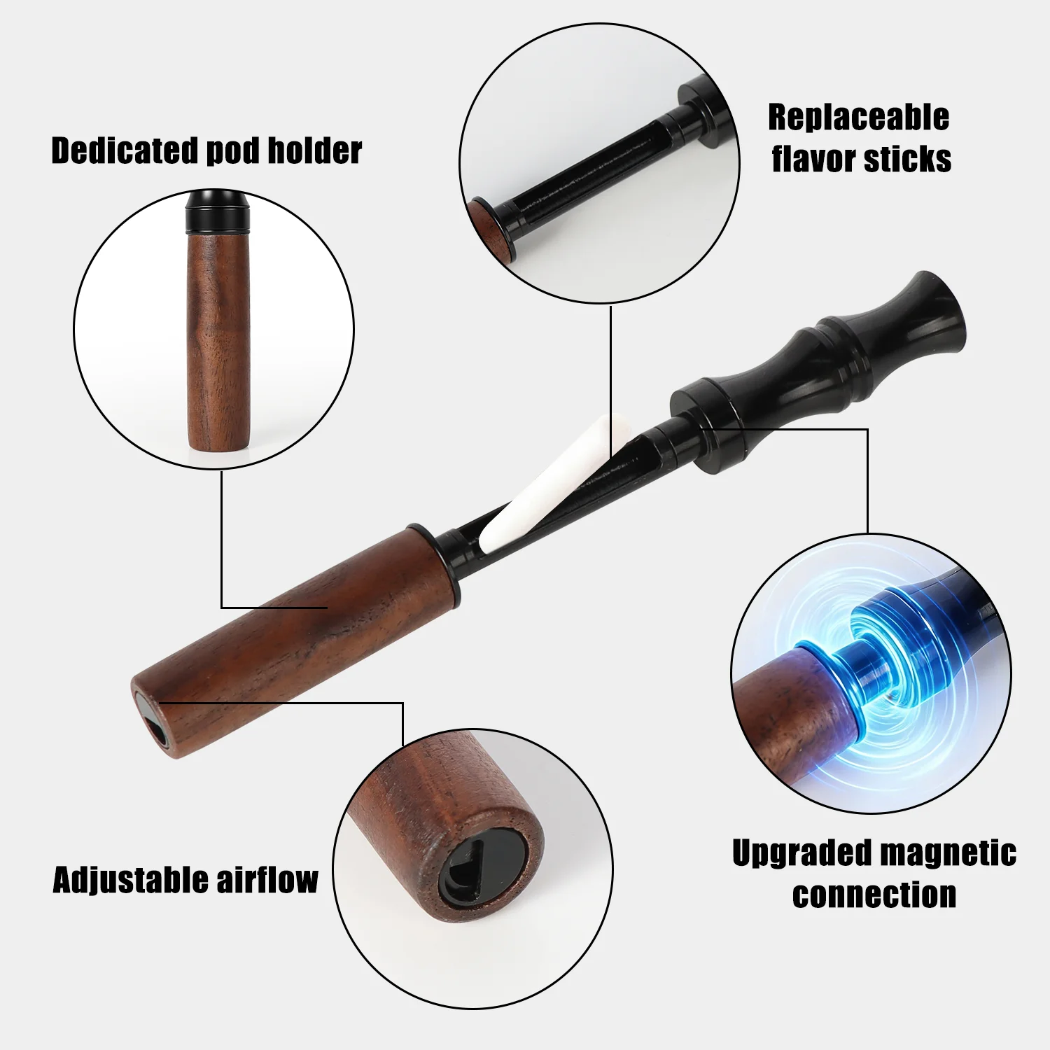 Natural Quit Aid Inhaler Mindful Breathing Stick No Smog Replace Hand-to-Mouth Habit Adjustable Airflow Magnetic Healthy Gift