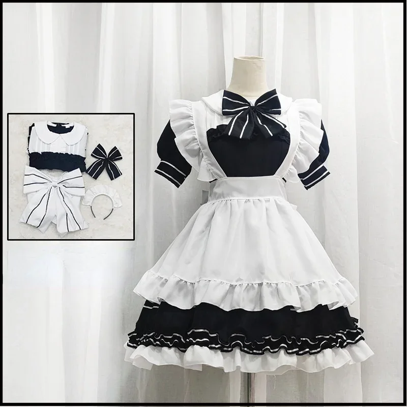 Japońskie Kawaii Lolita pokojówka kostiumy Anime Cosplay Halloween mała diabelska pokojówka stroje chłopska bluzka dla ładna dziewczyna Dropshipping