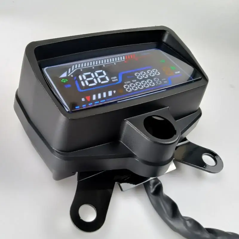 Digital Motorcycle Speedometer Odometer Multifunction Gauge Dashboard Panel with USB for Universal Motorbike Use