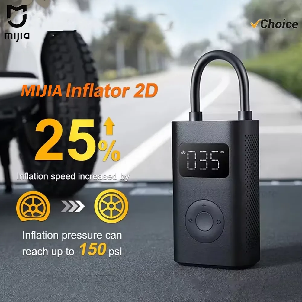 

Новый портативный электрический компрессор Mijia Air Pump 2D с увеличением скорости на 25%, 150 PSI, Type-C, LED, многофункциональный насос-инструмент - CN