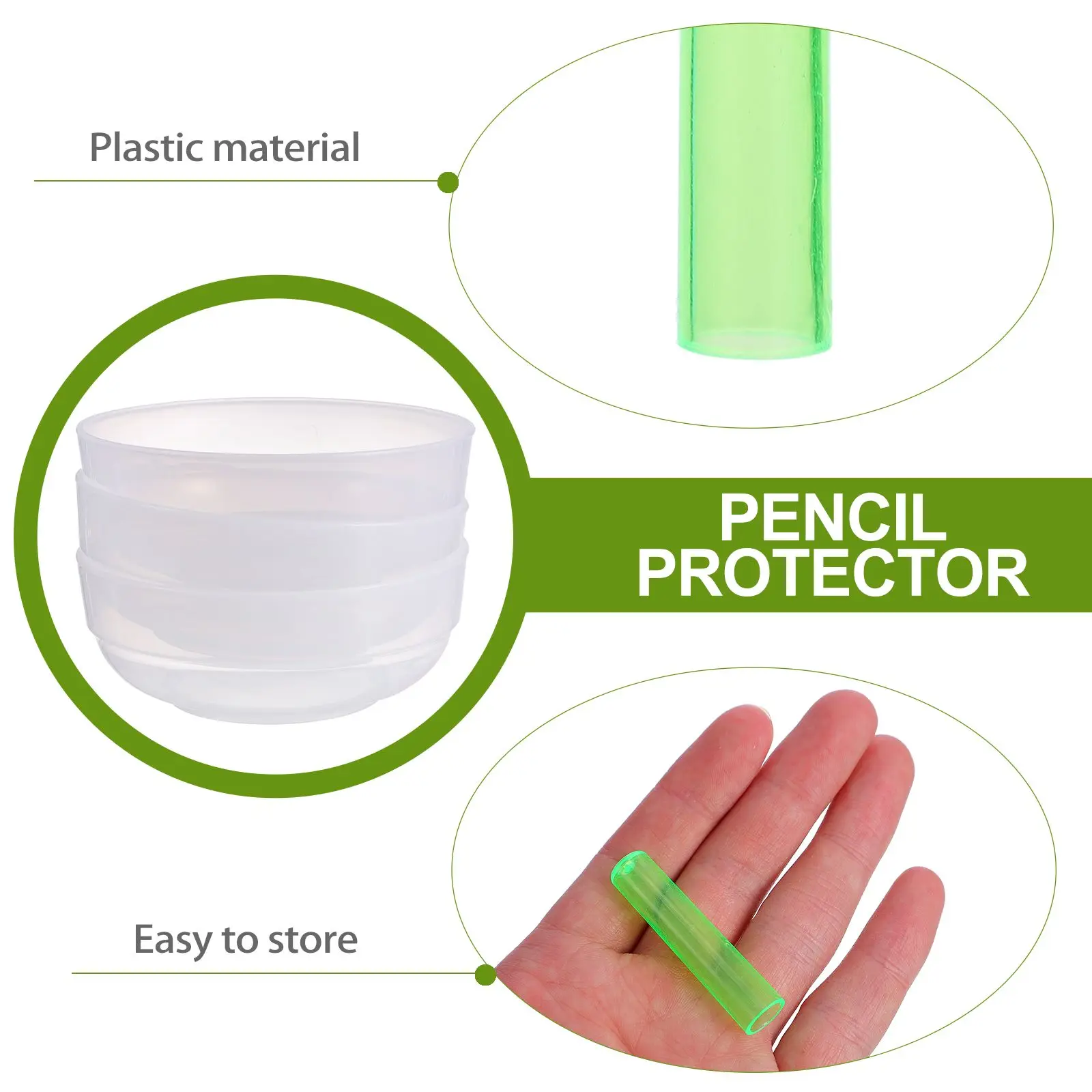 

100 Pcs Colored Pencil Extender Transparent Protective Caps Plastic Safety Cover For Children Stationery Supplies