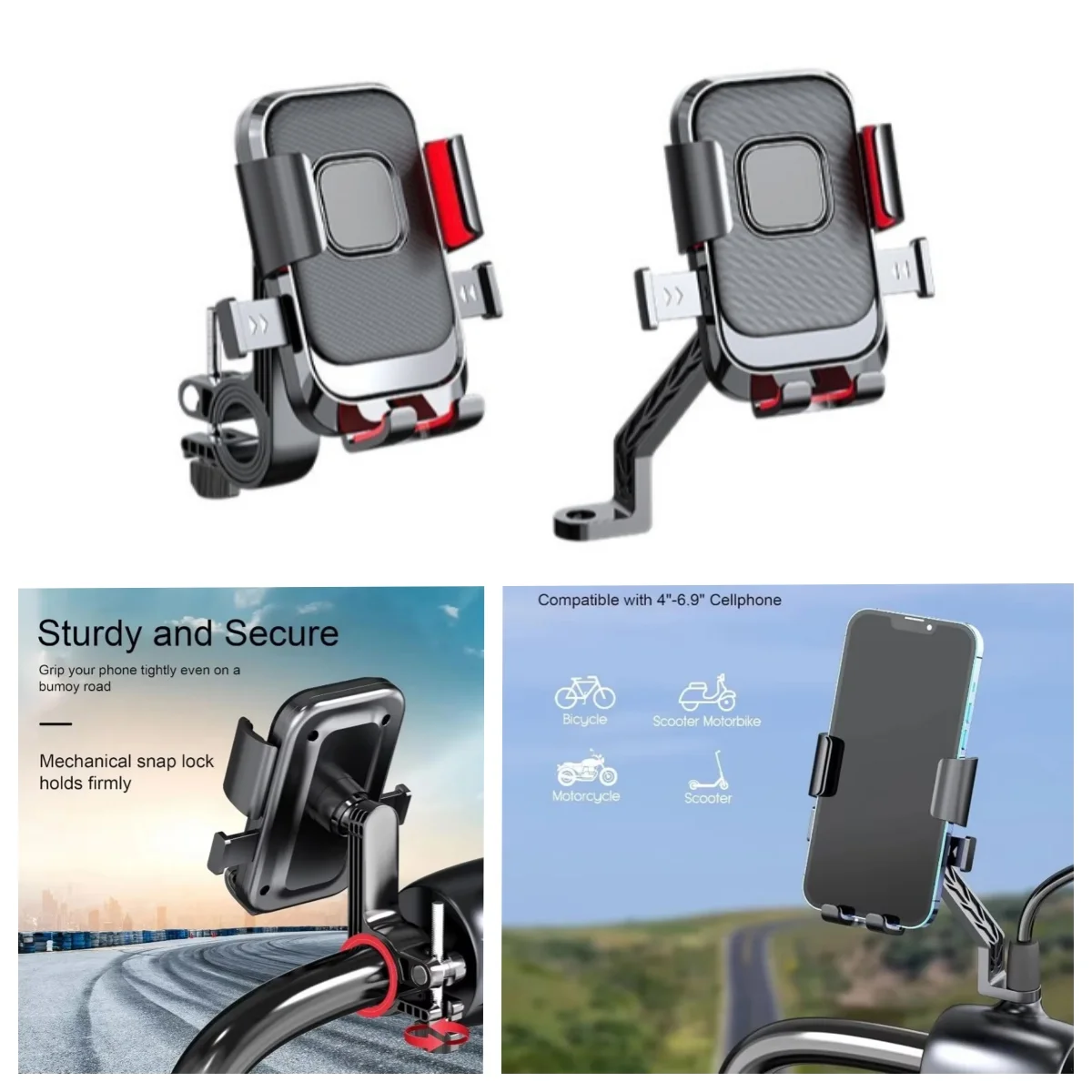 1 Pc Motorcycles Phone Holder 360° Rotation Mobile Phone Navigation Bracket Riding Shockproof Bike Navigation Bracket
