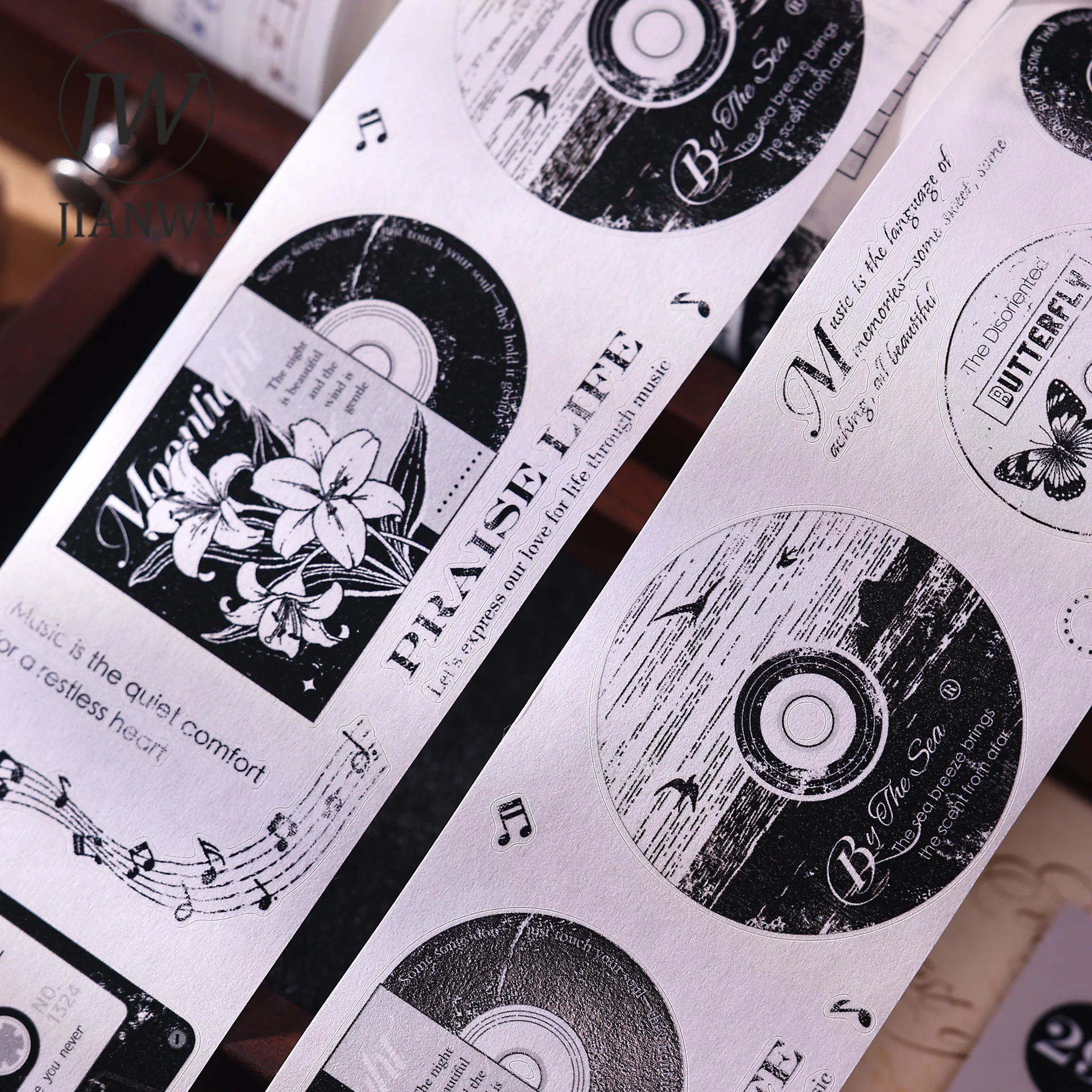 JIANWU 60mm*6m ヴィンテージフィルム音楽ボーダー風景素材コラージュスクラップブック PET テープクリエイティブ DIY ジャーナル文具