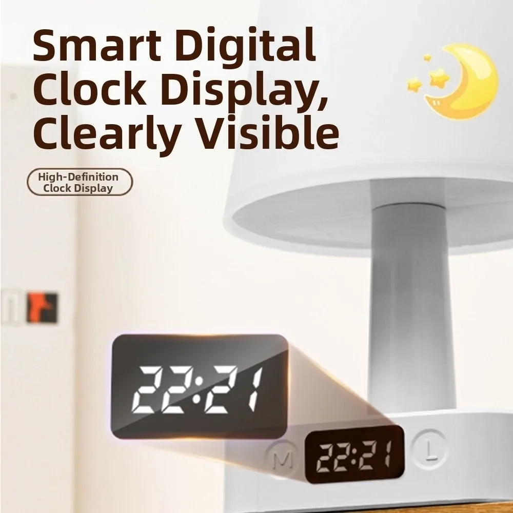 RGB/Tricolor Light LED Table Lamp Adjustable Brightness Eye Protection Desk Lamp Digital Clock Rechargeable Night Light Indoor