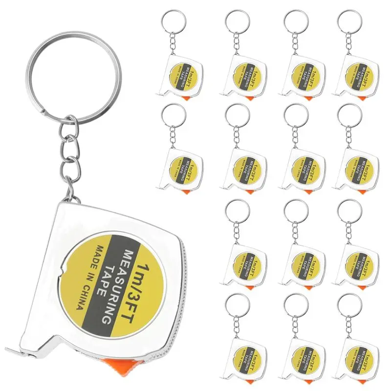 ABRN-15 Pcs Mini Tape Measure, Retractable Keychain Tape Measurement 1 M/3 FT Inch/Metric Scale Small Flexible Measuring Tape