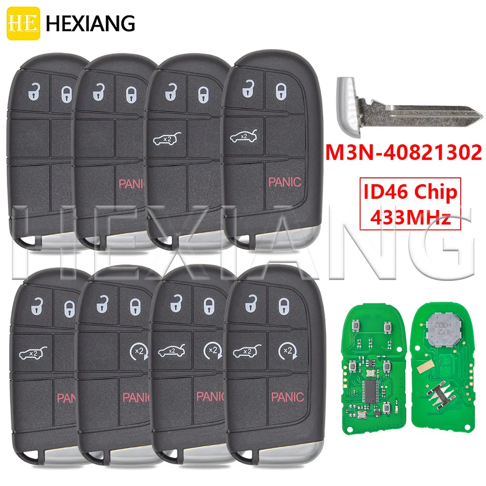 HE ID46 kunci jarak jauh mobil Chip 433MHz Key untuk Jeep Grand Cherokee 2013-2020 Chrysler 300C Dodge Charger Challenge Durango