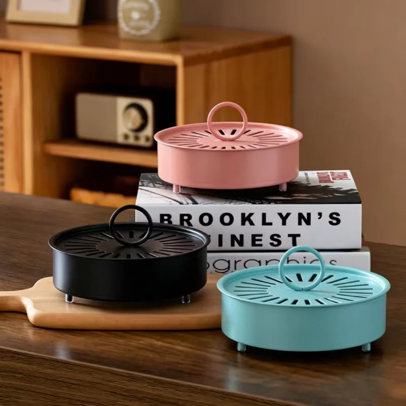 

Iron Mosquito Coil Box with Lid Solid Color Simple Mosquito Coil Tray Holder Anti-Mosquito Supply Home Outdoor Camping Accessory