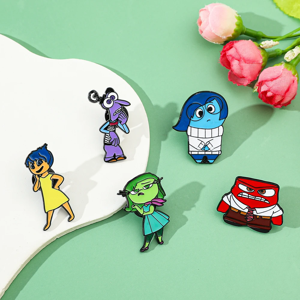 5 buah mode dalam keluar bros lucu karakter kartun Enamel Pin logam lencana perhiasan pakaian ransel aksesoris hadiah