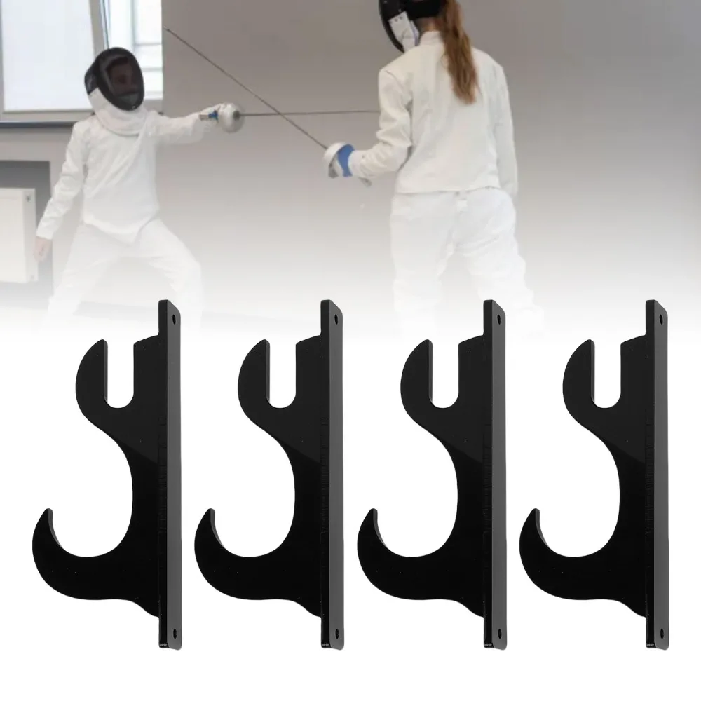 4Pcs Premium Acrylic Wall Mount Sword Stand Black 16.5x7cm 2 Tier Sword Rack Sword Display Holder Living Room Display