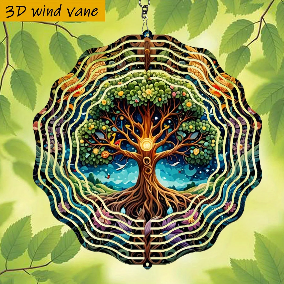 CIFbuy 3D Metal Wind Spinner Garden Decor 360 Degree Rotating Hook Outdoor Patio Yard Art Hanging Ornament Home Decoration