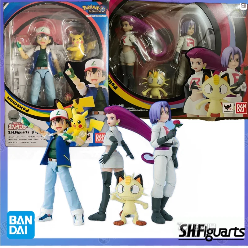 

Bandai Original SHF POKÉMON SERIES ASH TEAM ROCKET Anime Action Figure Assembly Model Toys Collectible Ornaments Gift In Stock