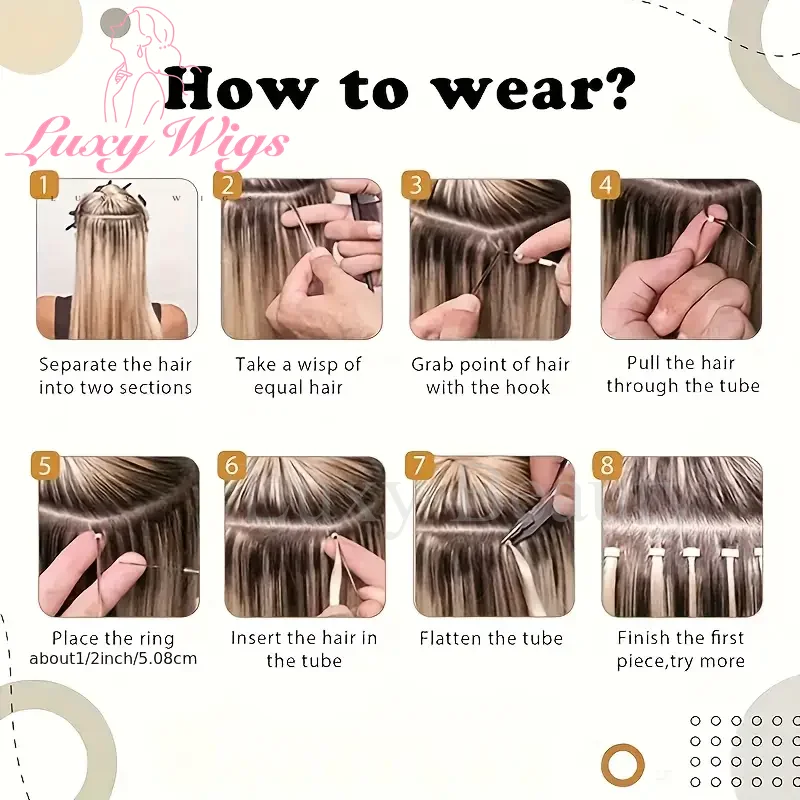 12-20 '' Balayge شقراء مايكرو حلقة وصلات شعر شعر الإنسان الطبيعي البني الأسود مايكرو الخرزة خيط صنارة الصيد هالة وصلات شعر #6