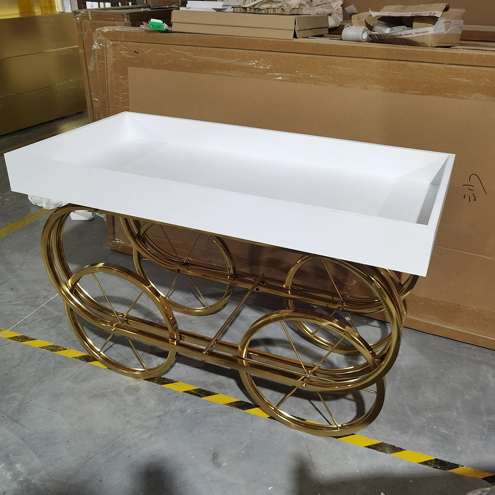 Nieuwe Aankomst Metalen Candybar Kar Voor Bruiloft Verjaardagsevenementen Decoratie Acryl Snoepwagen