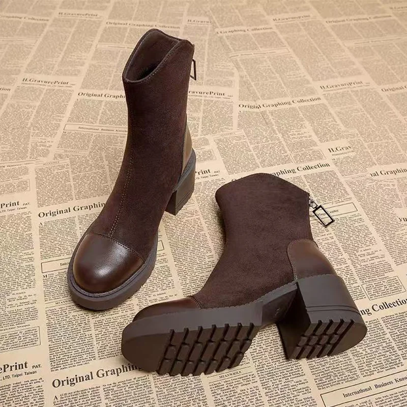 

High Heels Ankle Boots for Women's Heeled Suede Designer Shoes 2025 Pumps Walking Winter Boots New Trend Fashion Mujer De Botas