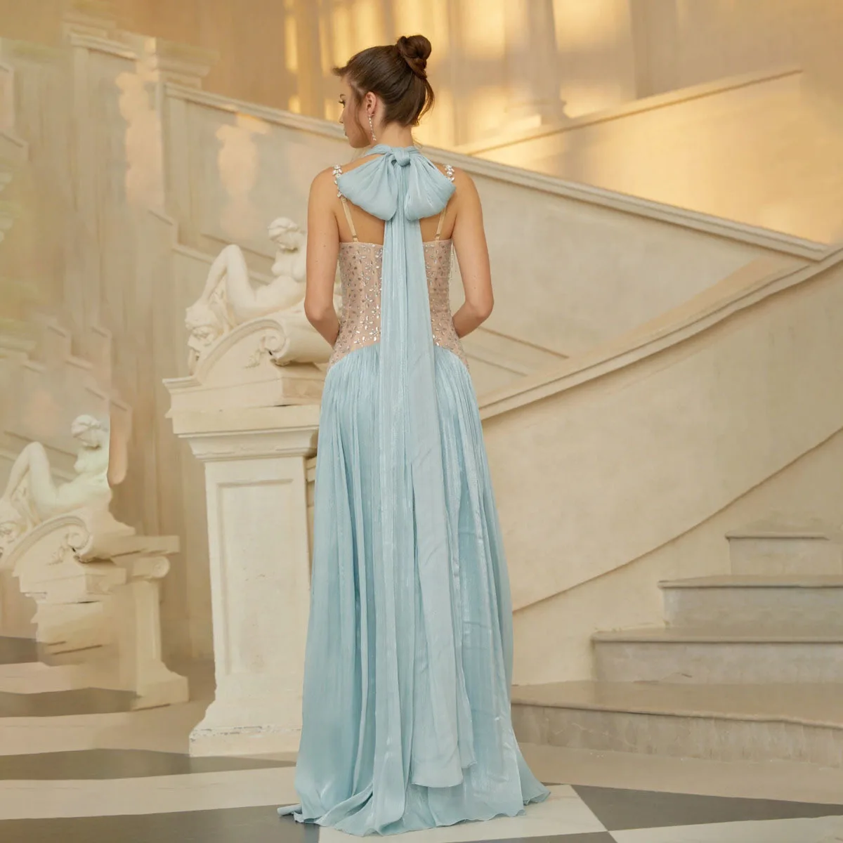 KWTX 2026 Dames Nieuwjaarsfeest Halter Hals Lange Jurk Elegant Kralen Uitgesneden Sexy Designer Lente Zomer Luxe Kantooravond