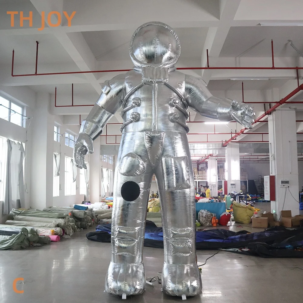 fast air ship to door,Silver shiny Advertising Inflatable Astronaut, 4m 13ft Inflatable Spaceman cartoon for outdoor Decoration