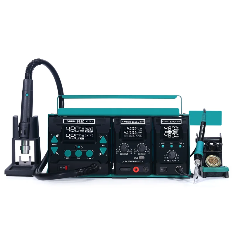 YIHUA 813 Portable 3 Machines Combination Repair Set Phone Laptop Repair DC Power Supply Hot Air Soldering Station