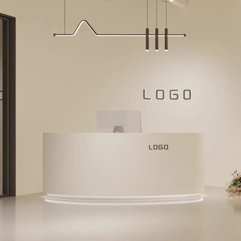 Customized LOGO Front Desk Modern Simple Paint Cashier Beauty Salon bar Reception Desk