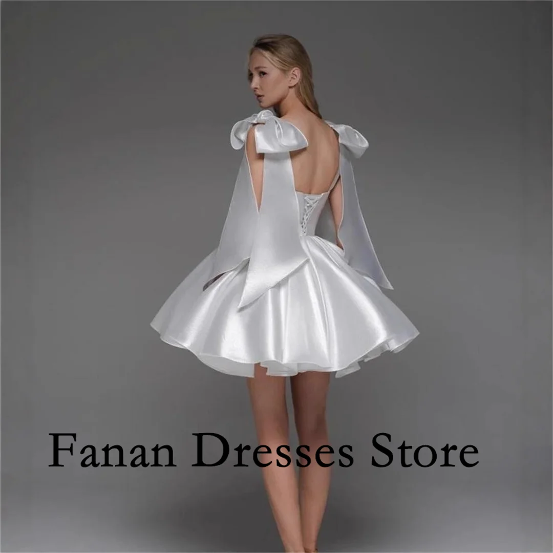 FANAN Korea A라인 스윗하트 오간자 미니 무릎 위 민소매 코르셋 웨딩드레스 웨딩드레스 아이보리 맞춤 제작 예쁜