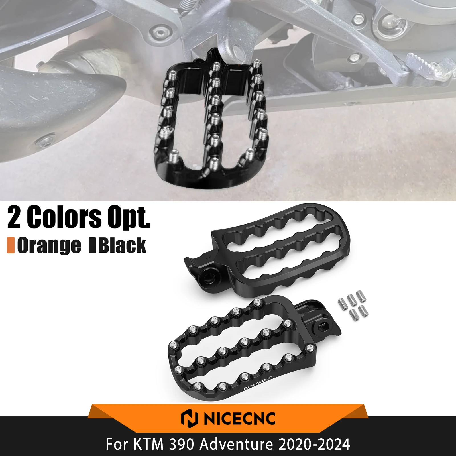 

For KTM 390 Adventure 2020-2024 Forged 0° Flat Foot Pegs Enlarged Footrest Foot Pegs 390 Adventure 2024 390 Adventure 2023 2022