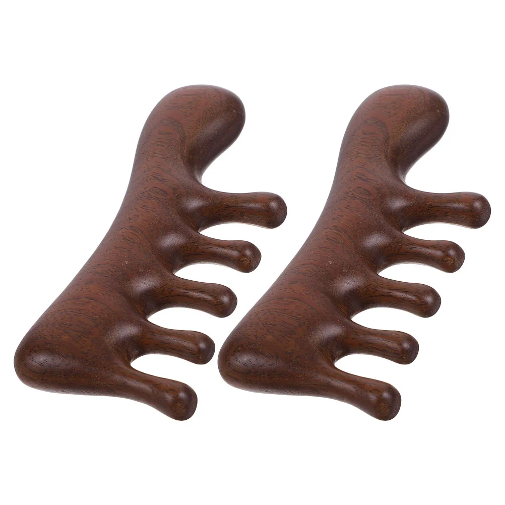 

2 Pcs Sandalwood Comb Massage Tools Hair Combs Head Wide Tooth Portable for Men Curly Scalp