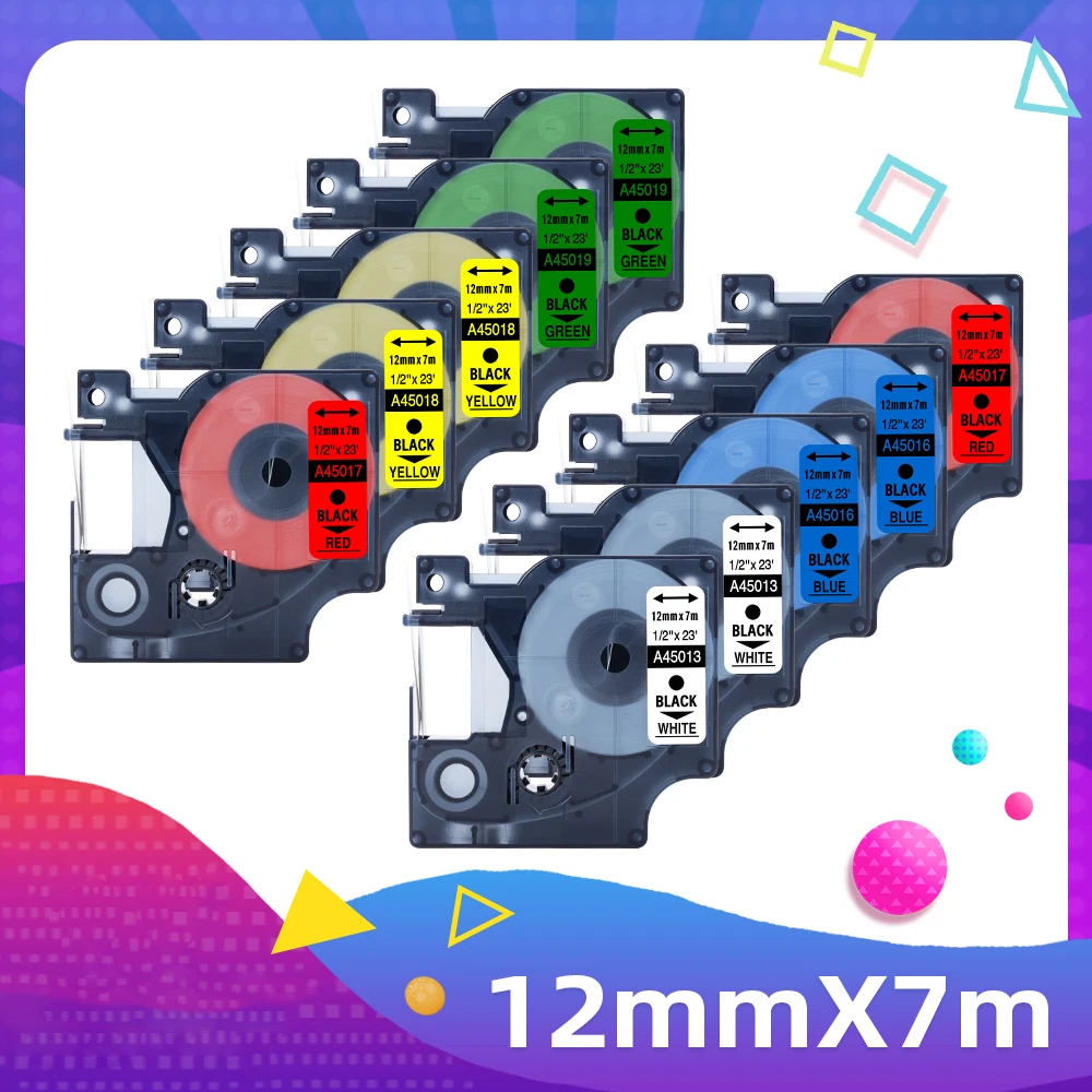 

6/9/12 Φ совместимая с Dymo D1 45010 45013 лента для Dymo Label Manager 100 150 200 250, записывающий принтер LabelPoint