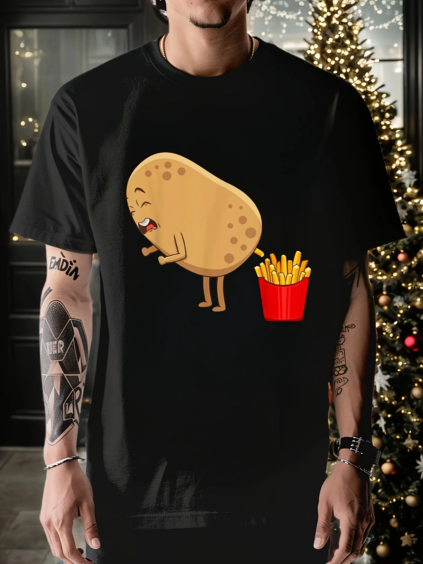 Humorous potato-themed T-shirt design, suitable for both men and women, the top choice for casual short-sleeve outfits in summer