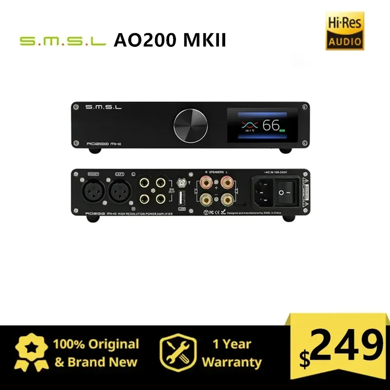 

SMSL AO200 MKII HIFI Digital AMP MA5332MS Chip High Power Stereo Amplifier XLR/RCA/USB/Bluetooth 5.0 Balanced Input SDB Sound