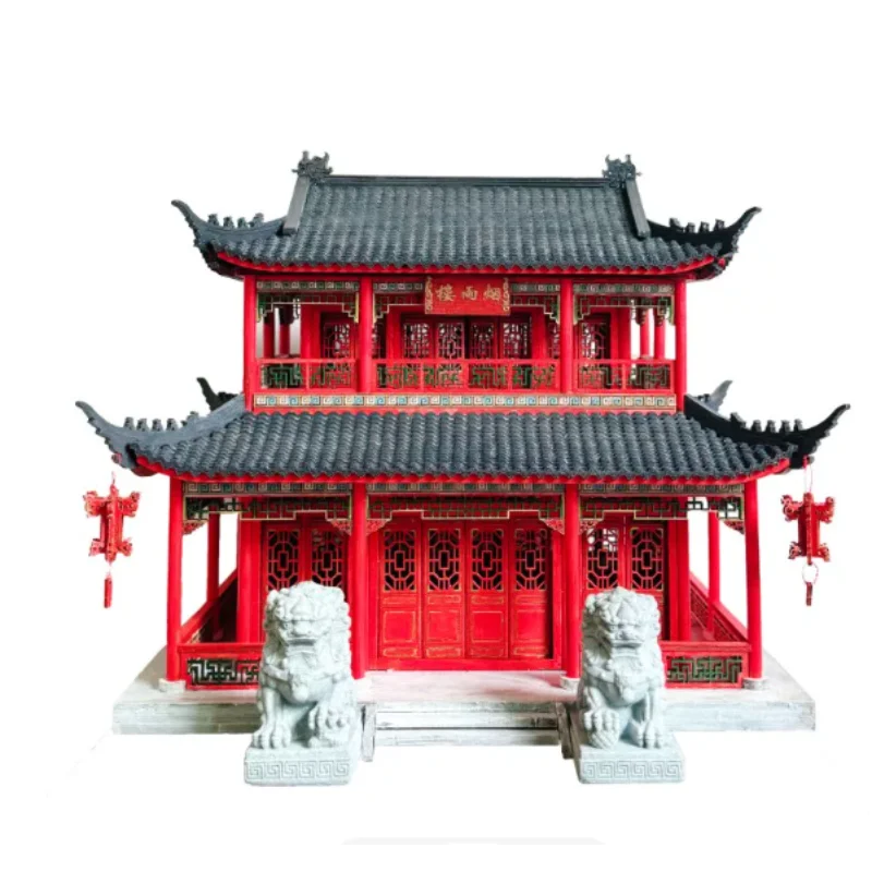 Chinese Ancient Architecture Wooden Puzzle DIY Assembly Model Traditional Pavilion Building Decorative Ornament for Collection