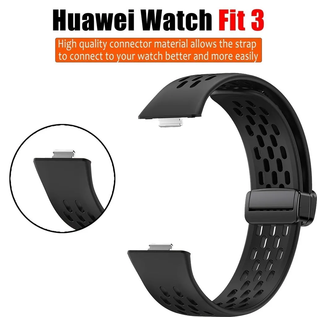 Silicone Breathable Strap For Huawei Watch Fit 3 Sports Bracelet Magnetic Watchband Sport Straps For