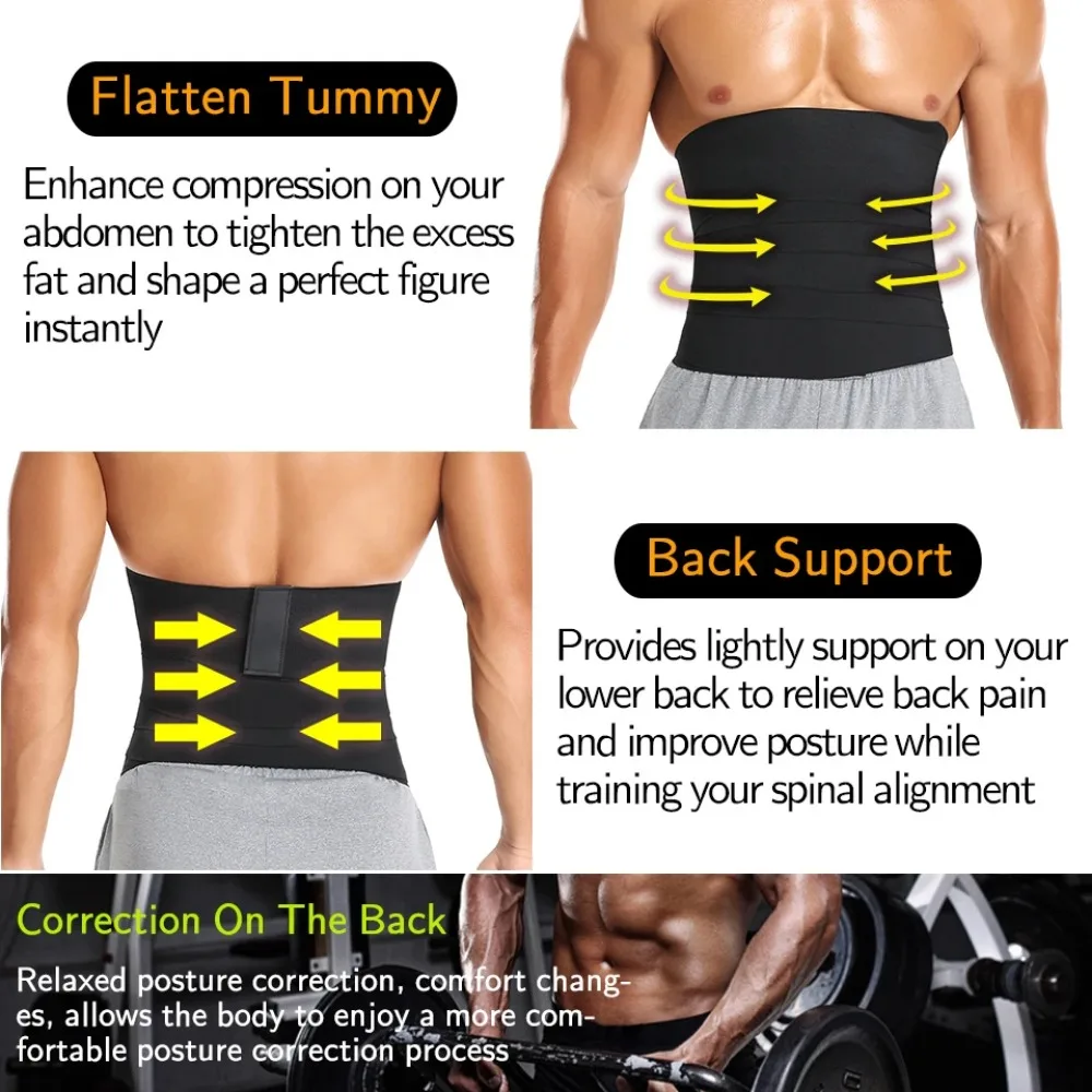 Slimming Body Shaper Waist Trainer Wrap Men Tummy Control Corset Neoprene Fat Burn Weight Loss Sauna Sweat Belt