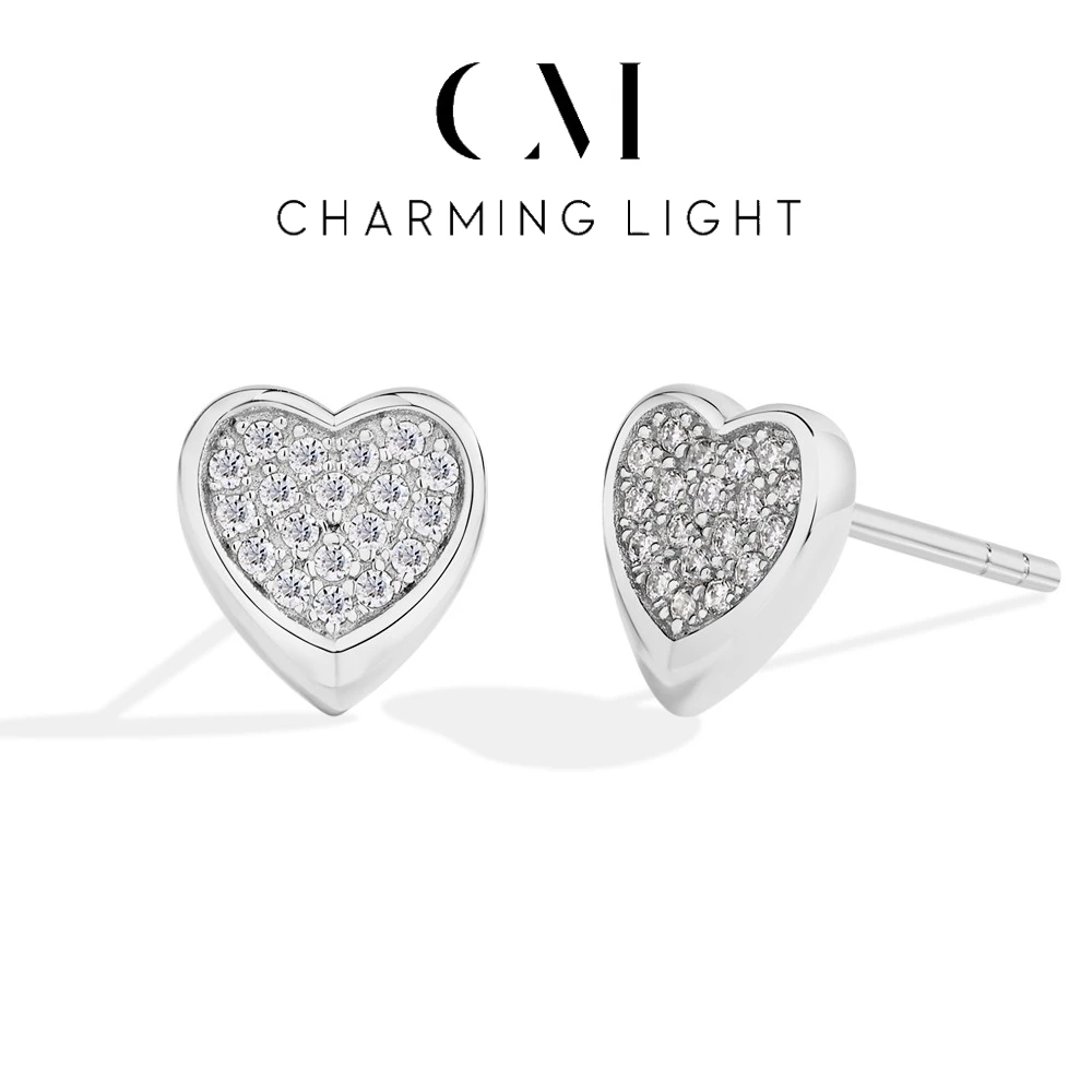 

Charming Romantic Full Moissanite Diamond Heart Shape Earrings 925 Sterling Silver For Lovers Sparkling Engagement Fine Jewelry