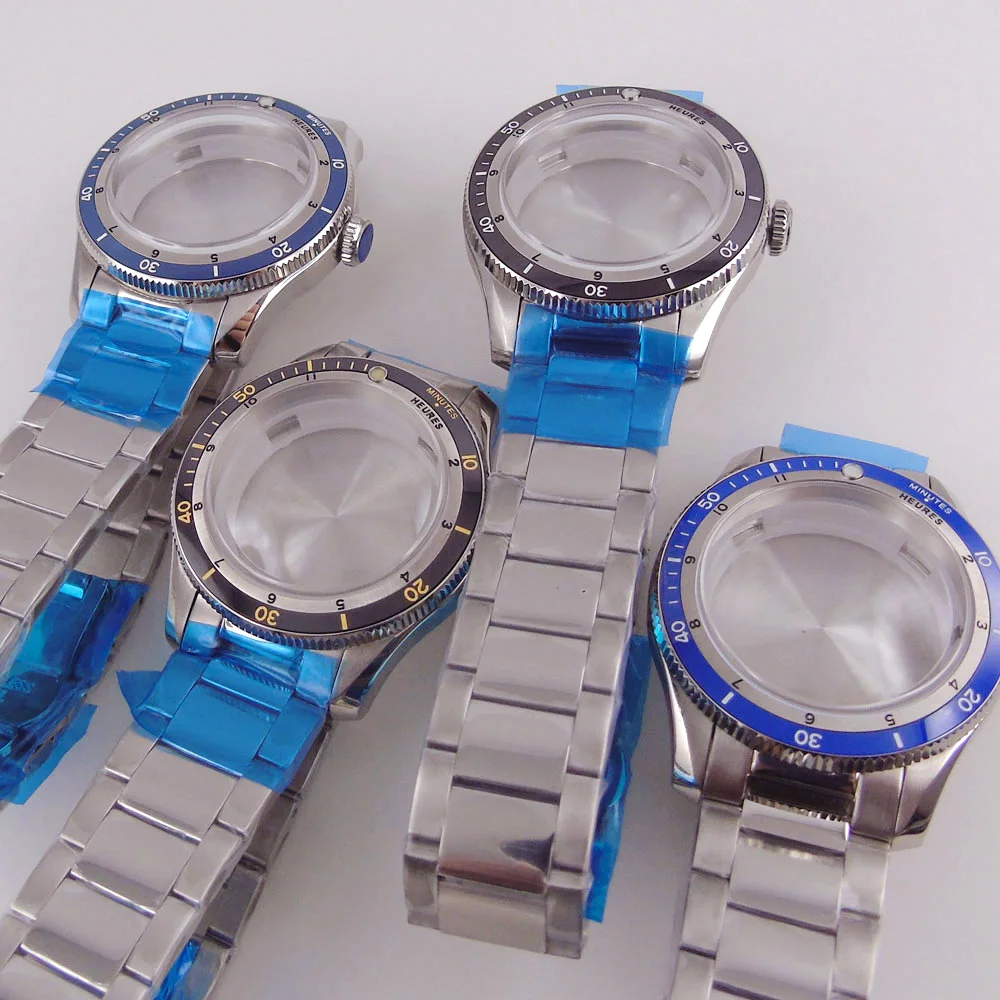 40mm 20ATM Waterproof Diving Watch Case Fit NH35 NH36 ETA2824 PT5000 Domed Sapphire Steel Bracelet 120 Click Black Blue Ceramic image 2
