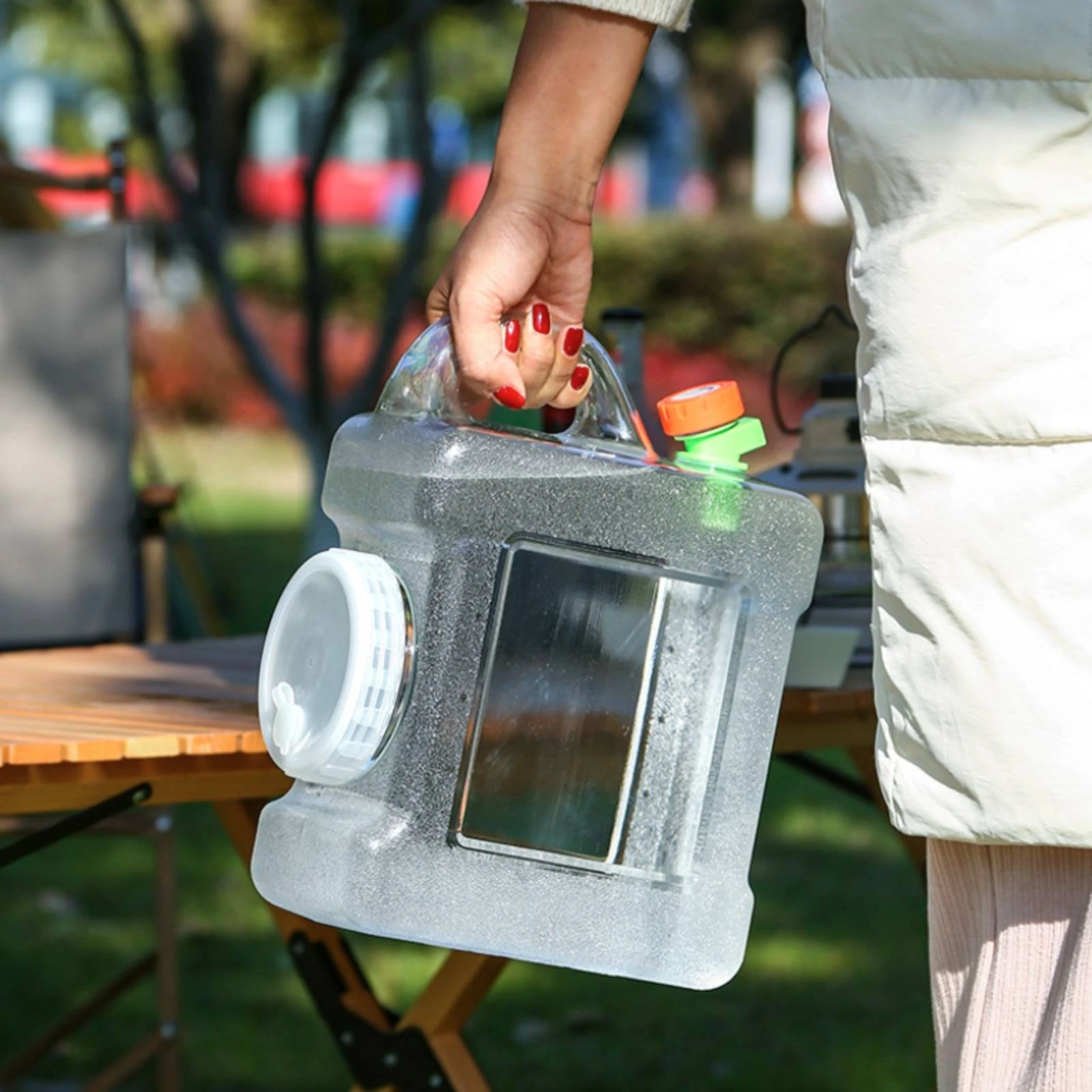 5 L Water Container PC Plastic Transparent Water Container 5 Gallon Dispenser Side Handle Liquid Storage Food-Grade