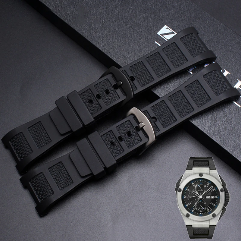 Bracelet de montre en silicone à encoches pour IWC Engineer 322503 323601, étanche, résistant à la transpiration, accessoires de montre en caoutchouc, bracelet 30X16mm, bracelet de poignet