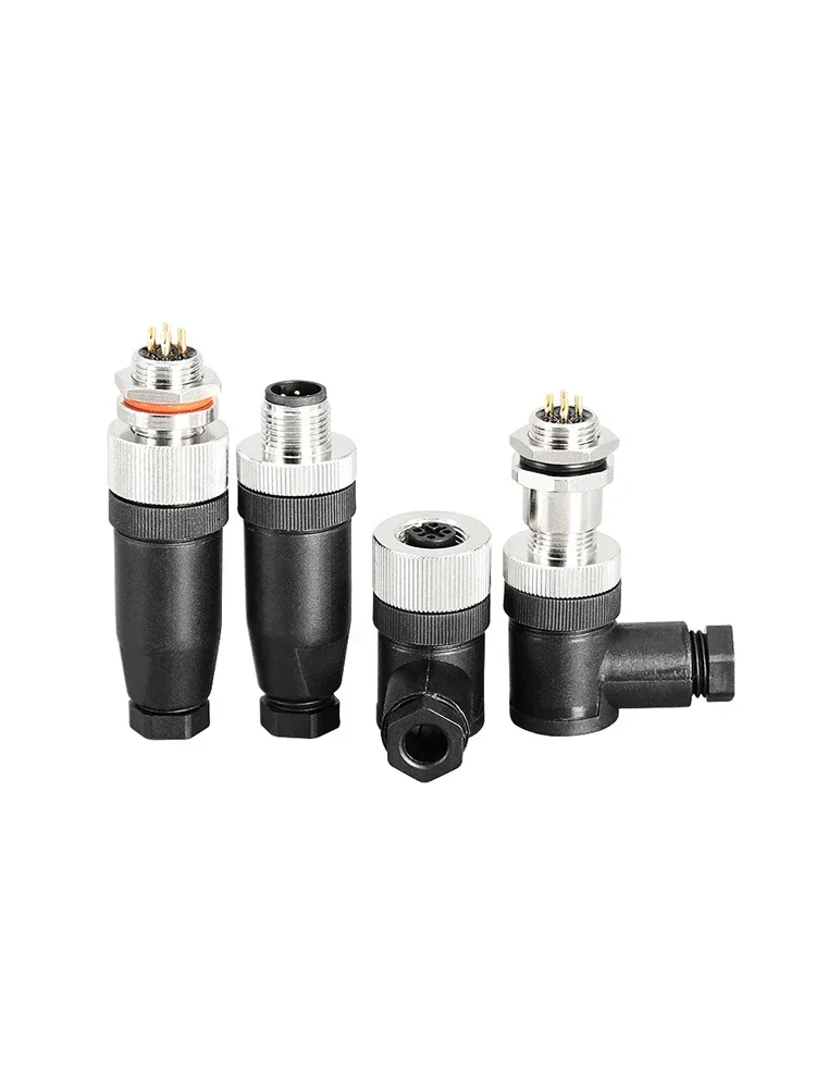 5 PCS M12 sensor connector waterproof male&female plug screw threaded coupling 3 4 5 8 12 Pin A type sensor connectors