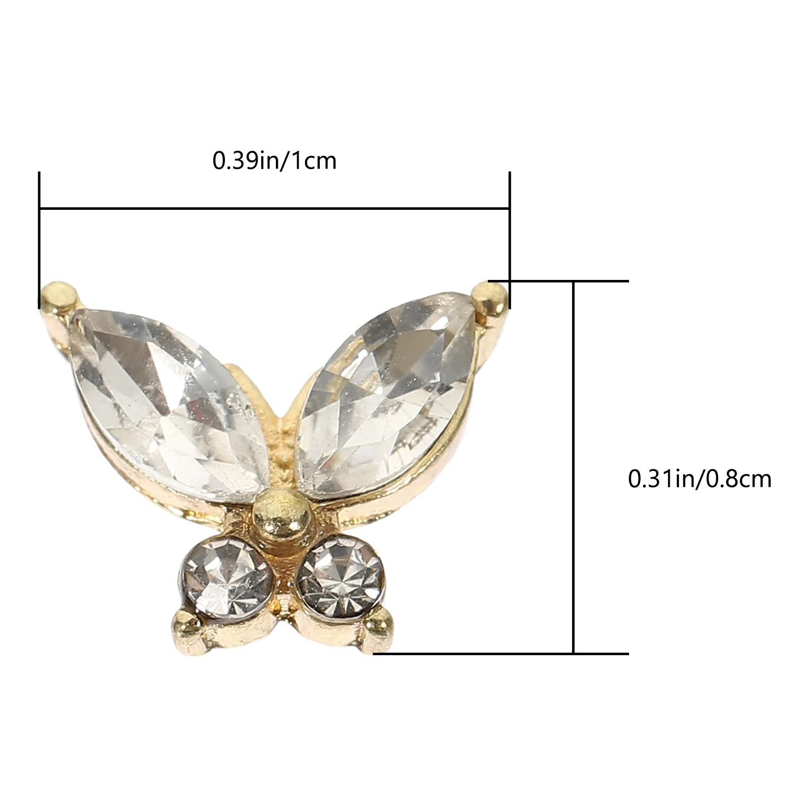 Breloques papillon en cristal pour Nail Art, petite taille, strass, gemmes, fournitures de manucure pour femmes, 20 pièces