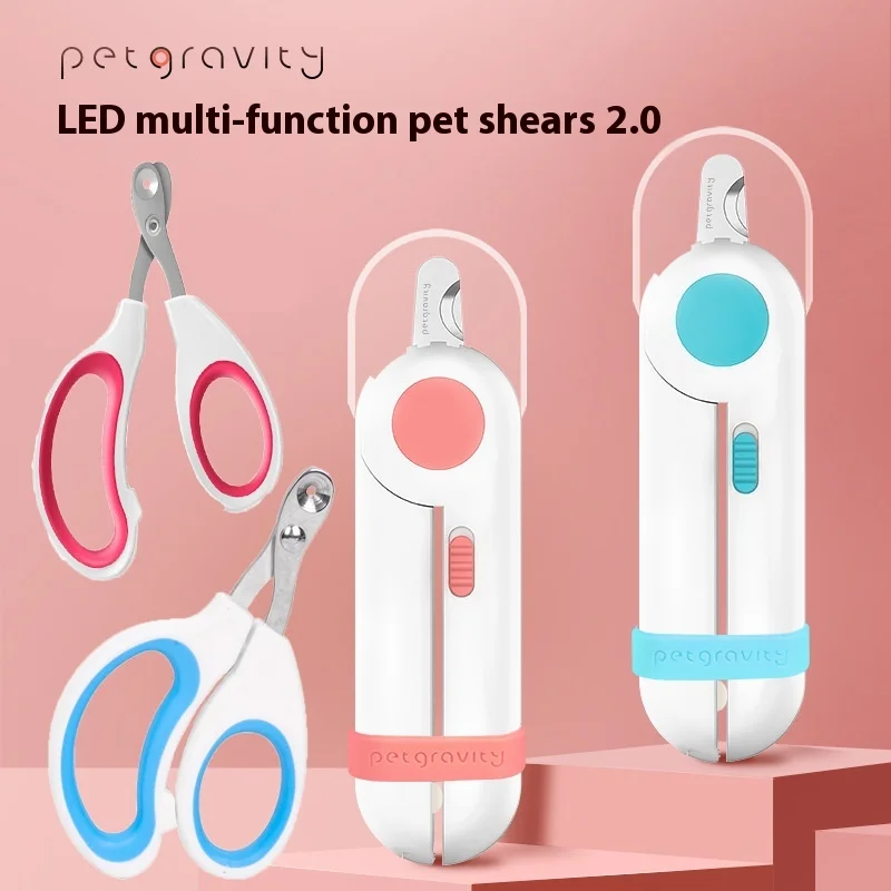 

Pet Nail Clippers LED Lights Illumination Anti-Bleeding Cat Dog Nail Clippers Round Hole Cutter Nail Clippers