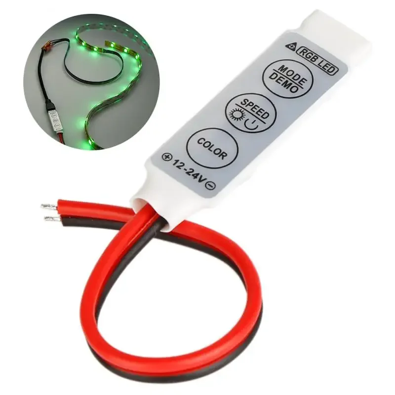 Mini 3 Buttons Light Strip Controller DC 12V 24V LED RGB Controler 4pin LED RGB Dimmer Connector for 2835 5050 LED Light Strip