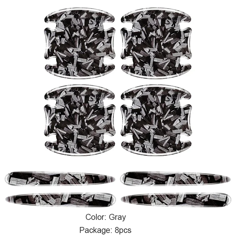 

8PCS PVC Car Door Bowl Forged Carbon Fiber Scratch-resistant Door Handle Wrist Sticker Exterior Protective Film Accessories