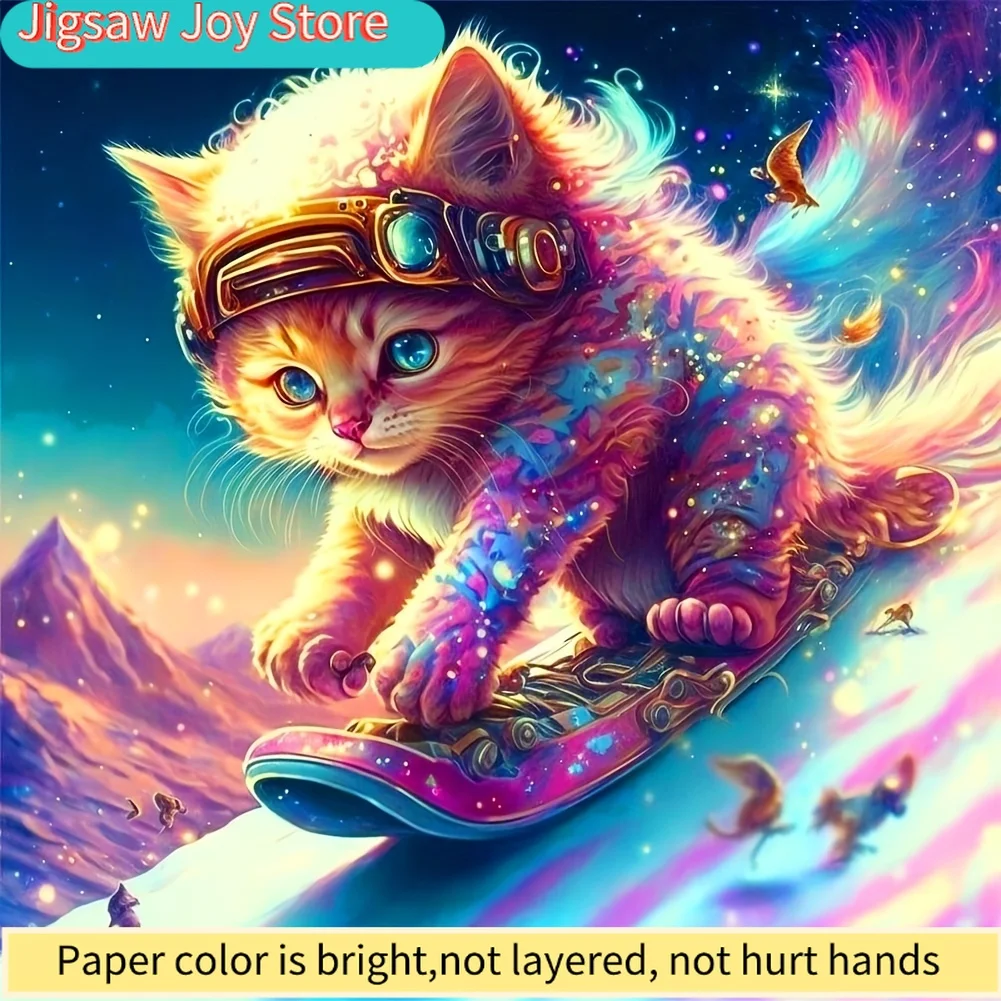 

DIY 5D Diamond Painting Set Ski Rainbow Cat Beginner Decompression Toy Mosaic Handmade Full Round Drill Rhinestone Art Set Pai