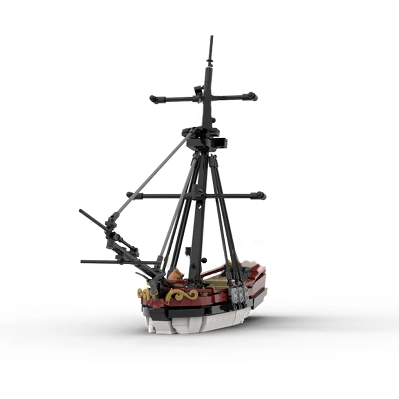 662pcs MOC HAWK Privateer Cutter Full Rigging Crew Rare Figure Head Pirates Ship Adventure Model Building Blocks Castle Toy Gift