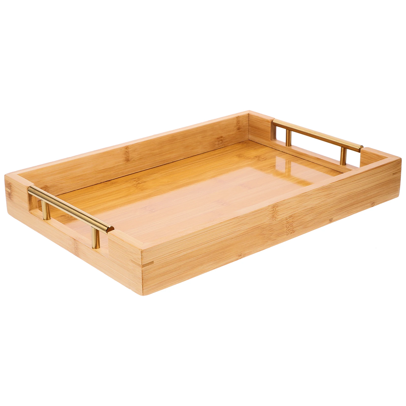 

Rustic Style Bamboo Tea Tray Exquisite Workmanship Smooth Surface Serving Plate for Breakfast Bread Fruits Food Storage Tray