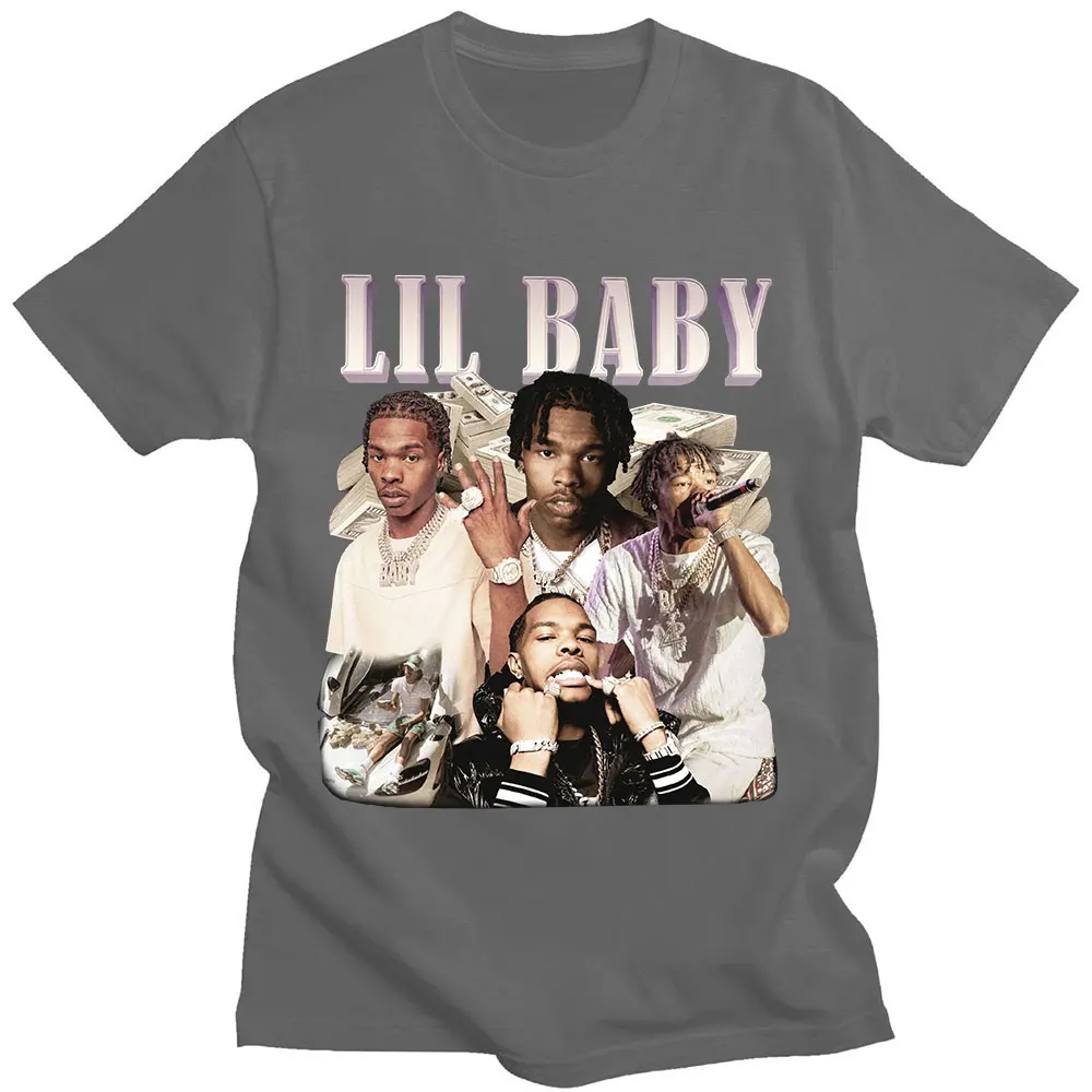 Hip Hop Rapper Lil Baby T-Shirt Vintage Grafik T-Shirt übergroße Baumwolle Kurzarm T-Shirts Streetwear Harajuku Streetwear