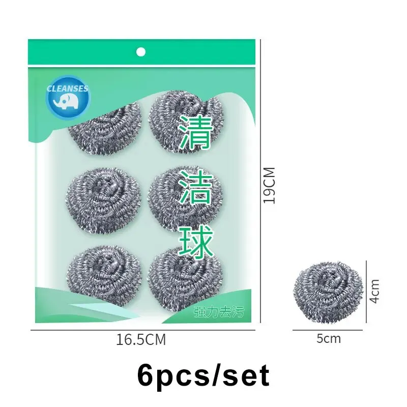 6pcs Steel Wire Balls for Washing Pots and Dishes and Non Falling Wire Brush Balls for Kitchen and Household Cleaning