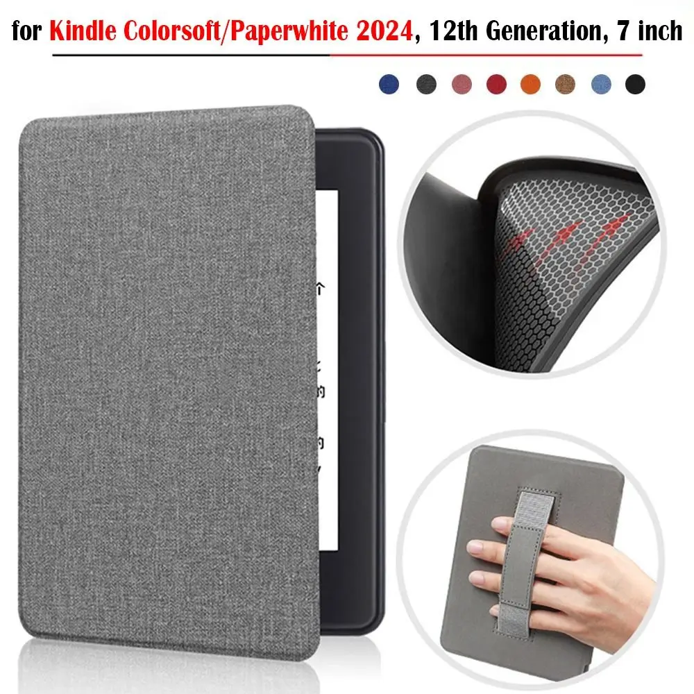 TPU Colorsoft Case with Hand Support Auto Wake/Sleep eReader Cover SA568B for Kindle Paperwhite 2024 7 inch (12th Generation)