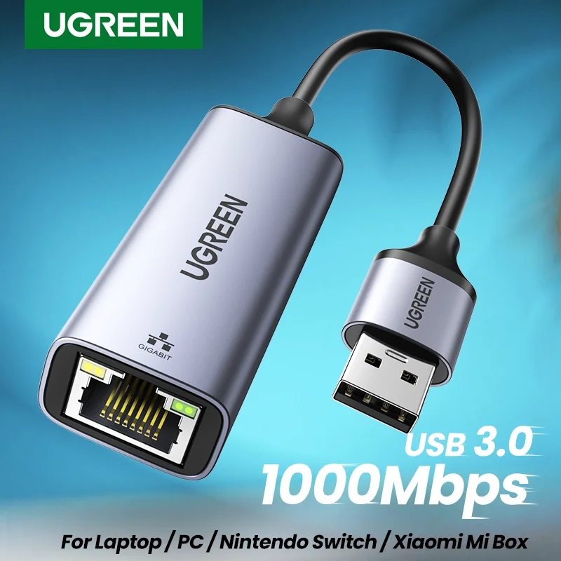 

UGREEN USB Ethernet Adapter USB 3.0 Network Card to USB RJ45 Lan for PC Windows 10 Xiaomi Mi Box 3/S Nintend Switch Ethernet USB