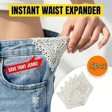 5-piece embroidered flower belt extender - Reduces or enlarges waist size, suitable for jeans/dresses, side seam extension kit